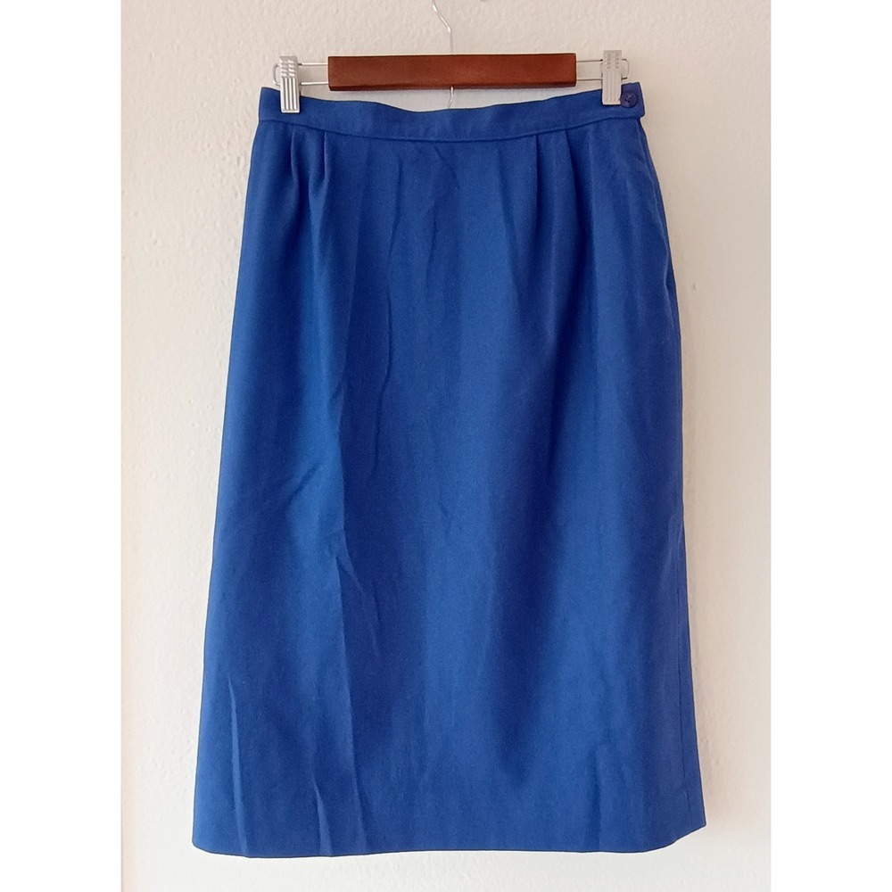 Vintage Pendleton Royal Blue Wool Pencil Skirt Size 12 Office Professional